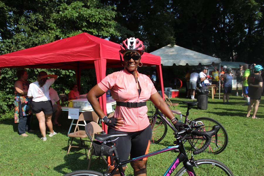 Constance Holmes of Jackson takes a break at the Minter City rest stop. 