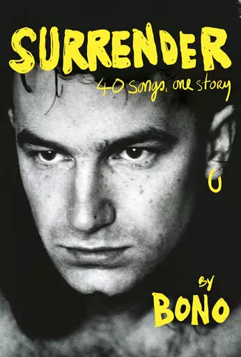 This cover image released by Knopf shows "Surrender: 40 Songs, One Story" by Bono. Live Nation and Penguin Random House announced Monday that the 62-year-old superstar will visit 14 cities in November, starting at the Beacon Theatre in Manhattan on Nov. 2 and ending Nov. 28 at the Teatro Coliseum in Madrid to promote his book. (Knopf via AP)