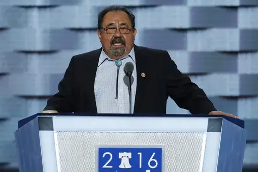 Rep. Raul Grijalva, D-Ariz., speaks during the first day of the Democratic National Convention in Philadelphia, July 25, 2016. (AP Photo/J. Scott Applewhite, File)