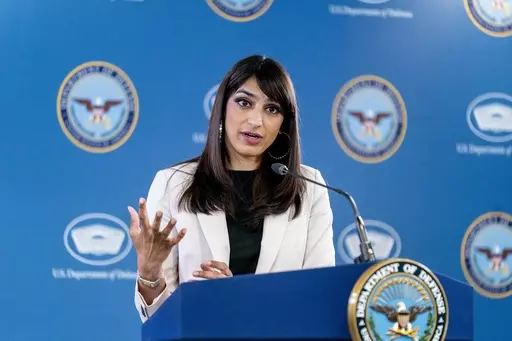 Deputy Pentagon Press Secretary Sabrina Singh speaks during a briefing at the Pentagon in Washington, Thursday, May 18, 2023. (AP Photo/Andrew Harnik)