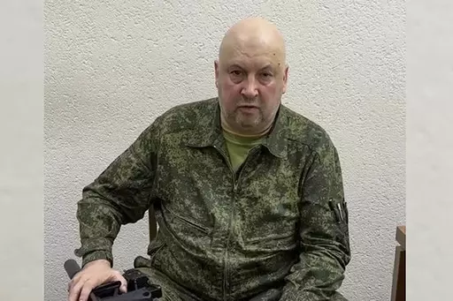 In this handout photo released by Russian Defense Ministry Press Service on Saturday, June 24, 2023, the top Russian military commander in Ukraine, Gen. Sergei Surovikin records his appeal to armed rebellion at the unknown location. Gen. Surovikin, a former commander of Russia's forces in Ukraine who was linked to the leader of an armed rebellion, has been dismissed from his job as chief of the air force, according to Russian state media. The report Wednesday, Aug. 23, 2023, came after weeks of 