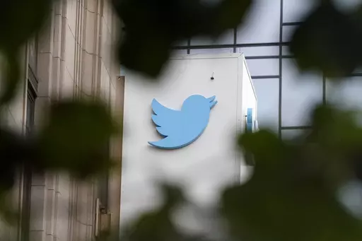 A sign at Twitter headquarters is shown in San Francisco, on Dec. 8, 2022. Sweden’s public radio said Tuesday April 18, 2023 that it would stop being active on Twitter, but it did not blame new labels that Elon Musk’s social media platform has slapped on public broadcasters and led major North American outlets to quit tweeting.(AP Photo/Jeff Chiu, File)