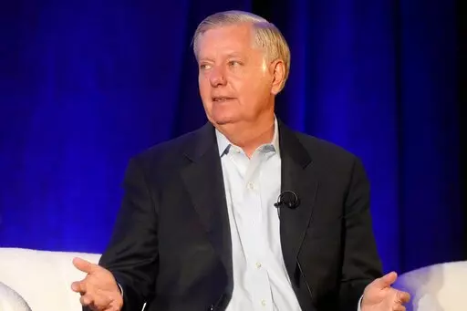 United States Sen. Lindsey Graham, R-S.C., addresses business leaders during a congressional conversation sponsored by the South Carolina Chamber of Commerce, Thursday, Aug. 18, 2022, in Columbia, S.C. (AP Photo/Meg Kinnard)