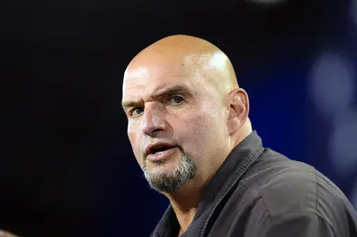 Sen. John Fetterman, D-Pa., speaks during a campaign event in York, Pa., Oct. 2, 2024. (AP Photo/Matt Rourke, File)