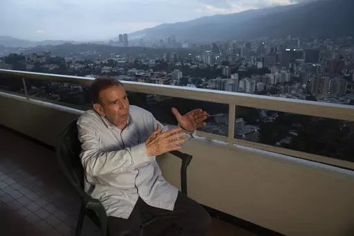 Venezuelan presidential candidate Edmundo González Urrutia of the Democratic Unitary Platform (PUD), the alliance that brings together the main parties and leaders of the opposition, speaks during an interview at his home in Caracas, Venezuela, Thursday, May 9, 2024. (AP Photo/Ariana Cubillos)