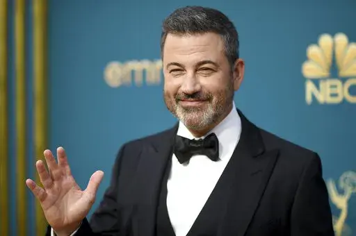 Jimmy Kimmel appears at the 74th Primetime Emmy Awards in in Los Angeles on Monday, Sept. 12, 2022.  Kimmel is celebrating his 20th anniversary as ABC’s late-night host early, signing a three-year contract extension for “Jimmy Kimmel Live!” His show debuted in January 2003, and the new deal means he will remain with it into the 2025-26 season. (Photo by Richard Shotwell/Invision/AP, File)