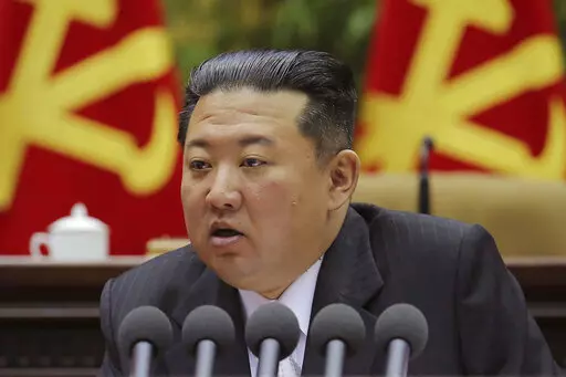 In this photo provided by the North Korean government, North Korean leader Kim Jong Un attends at a meeting of the Workers' Party of Korea in Pyongyang, North Korea on Feb. 28, 2022. Independent journalists were not given access to cover the event depicted in this image distributed by the North Korean government. The content of this image is as provided and cannot be independently verified. Korean language watermark on image as provided by source reads: "KCNA" which is the abbreviation for Korea