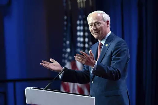FILE 0 Republican presidential candidate former Arkansas Gov. Asa Hutchinson speaks during the Faith and Freedom Coalition Policy Conference in Friday, June 23, 2023. Seven weeks before the premiere debate of the 2024 GOP primary, anxiety is building that the event could prove messy and divisive for the party. Some, like Hutchinson, are struggling to meet fundraising and polling requirement to make it onstage. (AP Photo/Jose Luis Magana, File)