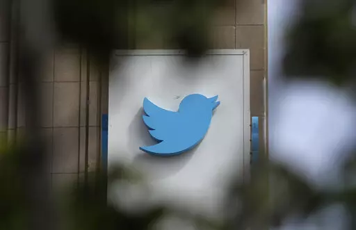 This July 9, 2019, file photo shows a sign outside of the Twitter office building in San Francisco. Twitter said on late Tuesday, Jan. 3, 2023, that it will ease up on its 3-year-old ban on political advertising, the latest change by Elon Musk as he tries to pump up revenue after purchasing the social media platform last year. (AP Photo/Jeff Chiu, File)