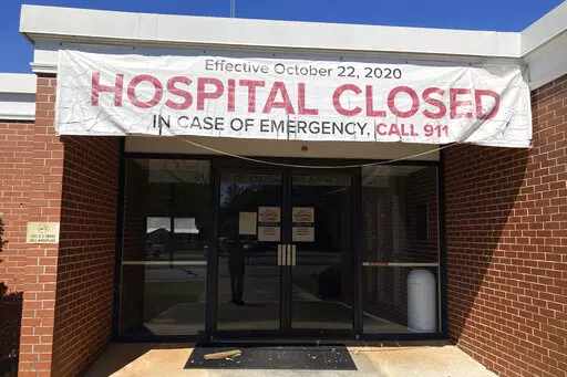 Southwest Georgia Regional Medical Center in Cuthbert, Ga., shown here on Friday, Oct. 7, 2022, closed two years ago. Local officials are trying to reopen the hospital even as health care has become a prominent issue in Georgia elections. (AP Photo/Jeff Amy)