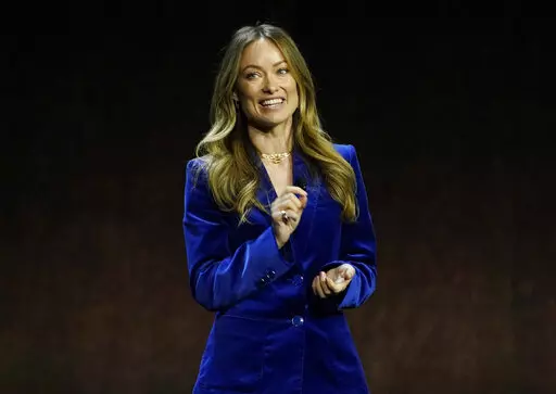 Olivia Wilde, director of the upcoming film "Don't Worry Darling," discusses the film during the Warner Bros. Pictures presentation at CinemaCon 2022 in Las Vegas on April 26, 2022. (AP Photo/Chris Pizzello, File)