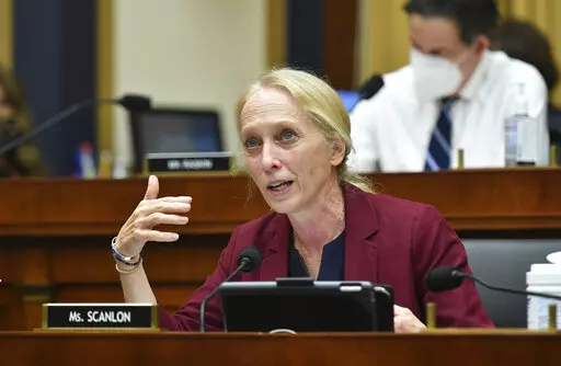 FILE - Rep. Mary Gay Scanlon, D-Pa., speaks during a House Judiciary subcommittee on antitrust on Capitol Hill on Wednesday, July 29, 2020, in Washington. U.S. Rep. Scanlon was carjacked at gunpoint by two men in a south Philadelphia park but wasn’t injured, police and her office said. Police said Scanlon, was walking to her parked vehicle after a meeting in FDR park shortly before 3 p.m. Wednesday, Dec. 22, 2021, when two armed men demanded her keys. (Mandel Ngan/Pool via AP, File)