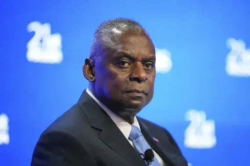 U.S. Defense Secretary Lloyd Austin looks on during the Shangri-La Dialogue summit at the Shangri-La Hotel in Singapore, Saturday, June 1, 2024. (AP Photo/Vincent Thian)