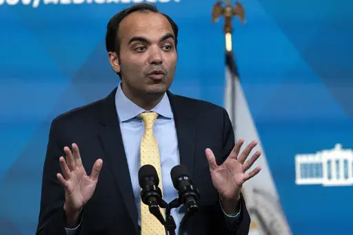 Consumer Financial Protection Bureau Director Rohit Chopra, speaks from the South Court Auditorium on the White House complex in Washington, April 11, 2022. (AP Photo/Jacquelyn Martin, File)