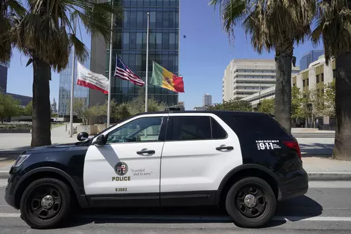A Los Angeles Police Department vehicle is parked outside the LAPD headquarters in downtown Los Angeles on July 8, 2022. On Thursday, June 22, 2023, the Supreme Court of California ruled that police are not immune from civil lawsuits for misconduct that happens during investigations. (AP Photo/Damian Dovarganes, File)