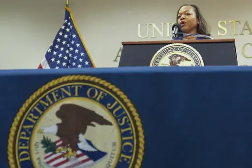 Assistant Attorney General Kristen Clarke of the Justice Department's Civil Rights Division speaks during a news conference Thursday, Dec. 5, 2024, in Memphis, Tenn. (AP Photo/George Walker IV)