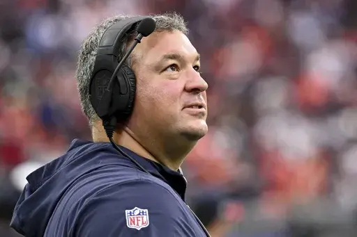 Houston Texans linebacker coach Chris Kiffin looks on during an NFL football game against the Denver Broncos, Dec 3, 2023, in Houston. (AP Photo/Maria Lysaker, File)