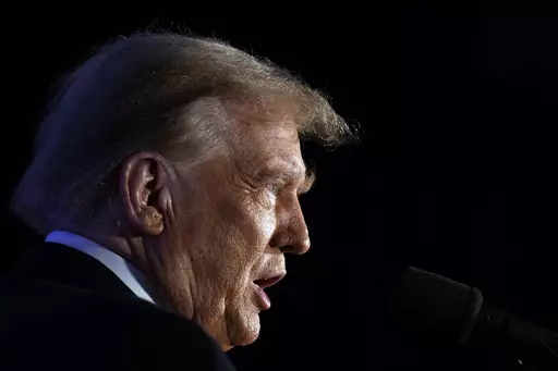 Republican presidential candidate former President Donald Trump speaks at a campaign event in Portsmouth, N.H., Jan. 17, 2024. Trump used his social media platform Friday, Jan. 19, to mock Republican presidential candidate former UN Ambassador Nikki Haley with a racist nickname. The attack comes four days before the New Hampshire primary, in which Haley is trying to establish herself as the only viable Trump alternative in Republicans' 2024 nominating contest. (AP Photo/Matt Rourke, File)