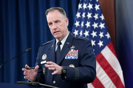 Pentagon spokesman Air Force Brig. Gen. Patrick Ryder speaks during a briefing at the Pentagon in Washington, Thursday, Feb. 15, 2024. (AP Photo/Susan Walsh)