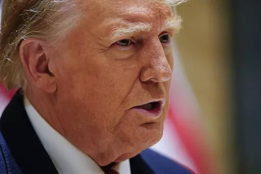 Former President Donald Trump speaks during a news conference, Wednesday, Jan. 17, 2024, in New York. On Friday, Feb. 9, The Associated Press reported on stories circulating online incorrectly claiming Hawaii passed a bill to keep Trump off the ballot during the 2024 election. (AP Photo/Frank Franklin II, File)