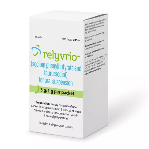 This image provided by Amylyx Pharmaceuticals shows the drug Relyvrio. The maker of a drug for Lou Gehrig’s disease that recently failed in a large study said Thursday, April 4, 2024 it will pull the medicine from the U.S. market, acknowledging it didn't help patients with the deadly neurological condition. (Amylyx Pharmaceuticals via AP)