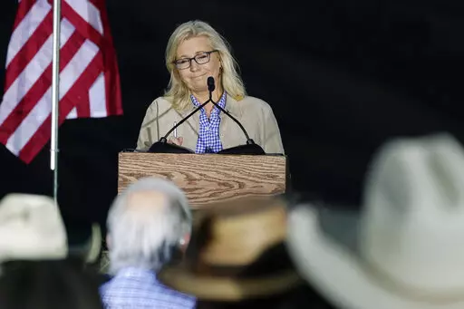 Rep. Liz Cheney, R-Wyo., speaks Tuesday, Aug. 16, 2022, at a primary Election Day gathering in Jackson, Wyo. Cheney lost to challenger Harriet Hageman in the primary. Cheney’s resounding election defeat marks an end of an era for the Republican Party. Her loss to Trump-backed challenger is the most high-profile political casualty yet as the GOP transforms into the party of Trump. (AP Photo/Jae C. Hong)