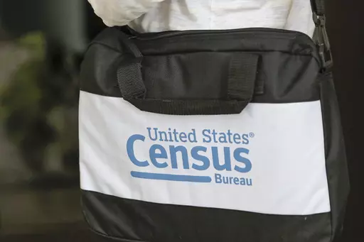 The briefcase of a census taker is seen as she knocks on the door of a residence, Aug. 11, 2020, in Winter Park, Fla. Eleven small cities in Illinois and Iowa are the only municipalities so far to have signed agreements with the U.S. Census Bureau for a second count of their residents in 2024, the first year the special censuses can be conducted, in a repeat of what happened during the 2020 census. (AP Photo/John Raoux, File)