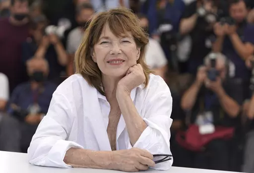Jane Birkin poses for photographers at the photo call for the film 'Jane By Charlotte' at the 74th international film festival, Cannes, southern France, Thursday, July 8, 2021. France's Culture Ministry and French media say singer and actress Jane Birkin has died at age 76. (AP Photo/Brynn Anderson, File)