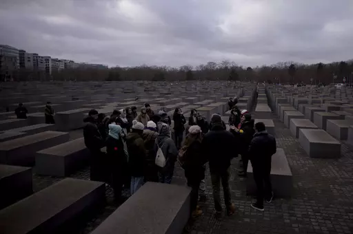 Tourists visit the Holocaust Memorial in Berlin, Germany, on International Holocaust Remembrance Day, on Jan. 27, 2024. More than 250 Holocaust survivors have joined an international initiative to share their stories of loss and survival with students around the world during a time of rising antisemitism following the Oct. 7 Hamas attack on Israel that triggered the war in the Gaza Strip. The Survivor Speakers Bureau was launched Thursday by the New York-based Conference on Jewish Material Claim