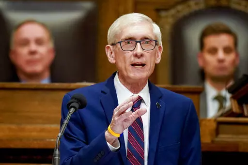 Wisconsin Gov. Tony Evers addresses a joint session of the state Legislature in the Assembly chambers during the governor's State of the State speech at the state Capitol in Madison, Wis., Feb. 15, 2022. On Thursday, Jan. 12, 2023, Wisconsin became the latest state to ban the use of TikTok on state phones and other devices, a move that comes from Evers amid a push for a federal ban and after nearly half of the states nationwide have blocked the popular app. (AP Photo/Andy Manis, File)