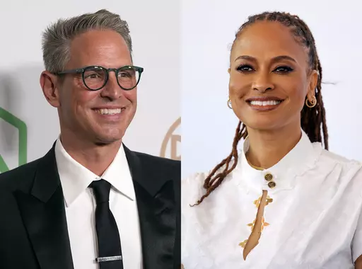 This combination of photos shows Greg Berlanti at the 33rd annual Producers Guild Awards in Los Angeles on March 19, 2022, left, and director Ava Duvernay at the photo call for the film "Origin" during the 80th edition of the Venice Film Festival in Venice, Italy, on Sept. 6, 2023. Berlati and Duvernay are included on a list hat scores them for the diversity and inclusion of the people working both on screen and behind the scenes. (AP Photo)