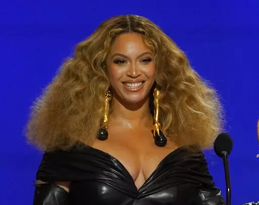 Beyonce appears at the 63rd annual Grammy Awards in Los Angeles on March 14, 2021. Beyoncé is nominated for nine Grammy Awards, including record and song of the year for “Break My Soul” along with album of the year with “Renaissance." (AP Photo/Chris Pizzello, File)