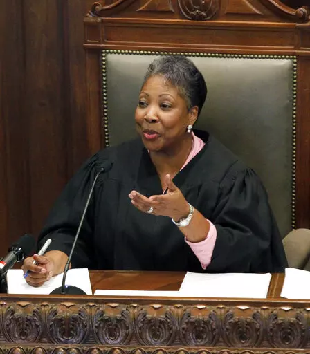 Hinds County Circuit Judge Tomie Green questions a defense attorney about a point at a hearing on Jan. 23, 2012, in Jackson, Miss. Green announced Wednesday, Feb. 2, 2022, that she plans to retire Dec. 31. The longtime Mississippi judge will have served 24 years by the time she steps down. (AP Photo/Rogelio V. Solis, File)