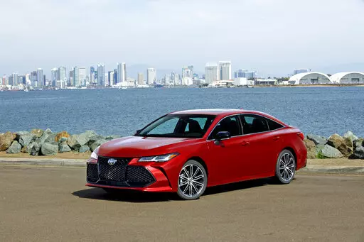 This photo provided by Toyota shows the 2022 Toyota Avalon, a large, comfortable sedan that gets up to 44 mpg in mixed driving, depending on the trim level. (Courtesy of Toyota Motor Sales U.S.A. via AP)