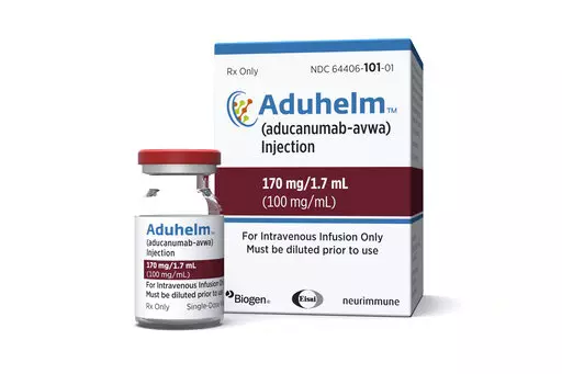 This image provided by Biogen on Monday, June 7, 2021 shows a vial and packaging for the drug Aduhelm. The Food and Drug Administration’s contentious approval of a questionable Alzheimer’s drug took another hit Thursday, Dec. 29, 2022, as congressional investigators called the process “rife with irregularities.” (Biogen via AP, File)