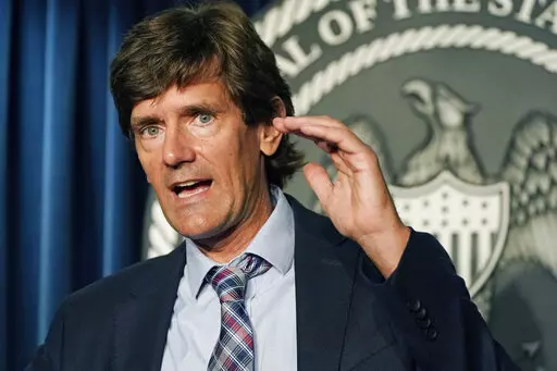 Mississippi State Health Officer Dr. Thomas Dobbs, responds to a question during a news briefing regarding Mississippi's COVID-19 response in Jackson, Miss., Thursday, Aug. 19, 2021. (AP Photo/Rogelio V. Solis)