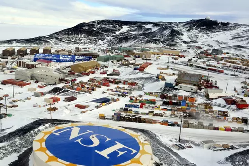 McMurdo Station is photographed from the air on Oct. 27, 2014. From Sunday, Oct. 1, 2023, workers at the main United States base in Antarctica will no longer be able to walk into a bar and order a beer, after the federal agency which oversees the research program on the ice decided to stop serving alcohol. (National Science Foundation via AP, File)