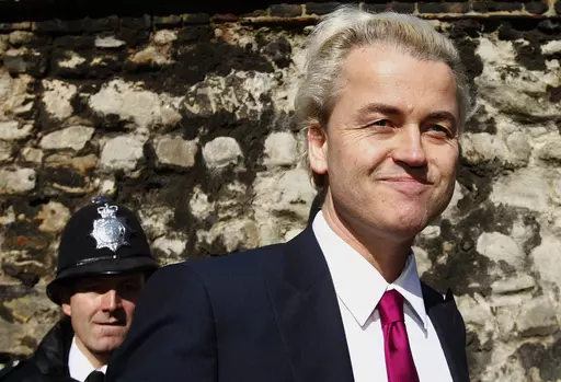 Dutch politician Geert Wilders arrives for a press conference in London, Friday, March 5, 2010. Geert Wilders has won a massive victory in a Dutch election and is in pole position to form the next governing coalition and possibly become the Netherlands' next prime minister. (AP Photo/Kirsty Wigglesworth, File)