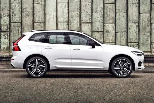 This undated photo provided by Volvo shows the 2021 Volvo XC60, a small luxury SUV that offered an average discount of about 6% in November. (Courtesy of Volvo via AP)