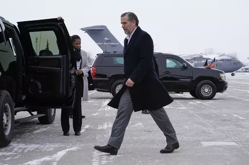 Hunter Biden, son of President Joe Biden, walks to a motorcade vehicle after stepping off Air Force One with President Biden, Feb. 4, 2023, at Hancock Field Air National Guard Base in Syracuse, N.Y. (AP Photo/Patrick Semansky, File)