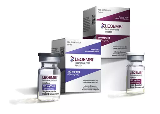 This Dec. 21, 2022, image provided by Eisai in January 2023 shows vials and packaging for their medication Leqembi. Leqembi, the first drug to show that it slows Alzheimer’s, was approved by the U.S. Food and Drug Administration in early January 2023, but treatment for most patients is still several months away. Two big factors behind the slow debut, according to experts, are scant insurance coverage and a long setup time needed by many health systems. (Eisai via AP, File)