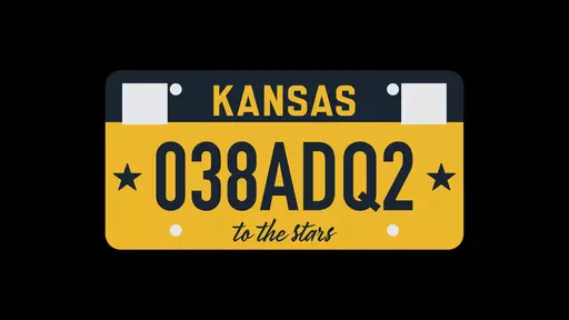 This art illustration from the Kansas Department of Revenue, provided on Tuesday, Nov. 28. 2023, shows the design for a new, standard vehicle license plate that the state had planned to start issuing in March 2024. Criticism of the design has prompted Gov. Laura Kelly to halt its production and promise a public vote on several possible designs. (Kansas Department of Revenue via AP)