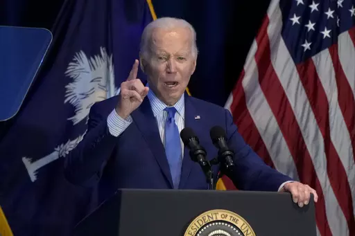 President Joe Biden speaks at South Carolina's First in the Nation dinner at the South Carolina State Fairgrounds in Columbia, S.C., Jan. 27, 2024. For the first time ever, the race for the Democratic presidential nomination officially kicks off this Saturday in South Carolina, the state that resurrected then-candidate Biden's foundering presidential campaign in 2020 and put him on a footing to win both the Democratic nomination and, eventually, the White House. (AP Photo/Jacquelyn Martin, File)
