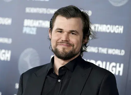 Magnus Carlsen arrives at the ninth Breakthrough Prize ceremony, April 15, 2023, at The Academy Museum of Motion Pictures in Los Angeles. (Photo by Jordan Strauss/Invision/AP, File)