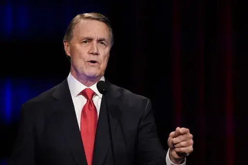 Former Sen. David Perdue speaks during a gubernatorial Republican primary debate on May 1, 2022, in Atlanta. (AP Photo/Brynn Anderson, Pool, File)