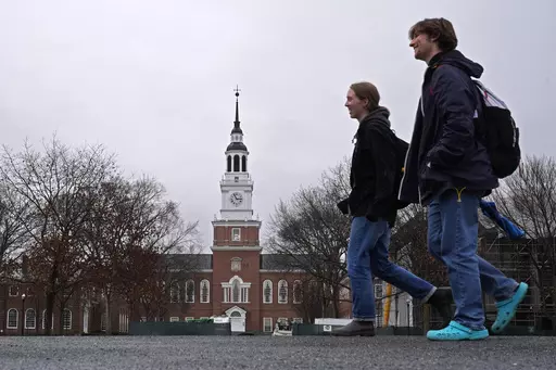 Students cross the campus of Dartmouth College, March 5, 2024, in Hanover, N.H. While tax pros say it's great for college students to start filing their own forms, parents and students should double-check everything carefully before anyone pushes the "submit" button. (AP Photo/Robert F. Bukaty, File)