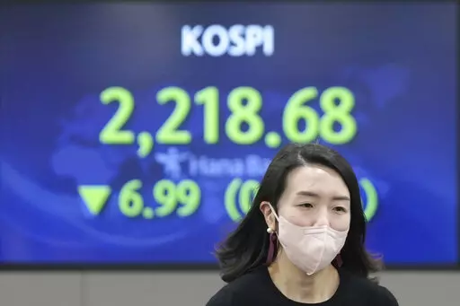 A currency trader walks by the screen showing the Korea Composite Stock Price Index (KOSPI) at a foreign exchange dealing room in Seoul, South Korea, Wednesday, Jan. 4, 2023. Asian stock markets rose Wednesday ahead of the release of minutes from a Federal Reserve meeting that investors hope might show the U.S. central bank is moderating its plans for more interest rate hikes to cool inflation. (AP Photo/Lee Jin-man)