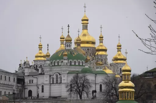 The Monastery of the Caves, also known as Kyiv-Pechersk Lavra, one of the holiest sites of Eastern Orthodox Christians, is seen on March 23, 2023, in Kyiv, Ukraine. Ukraine's parliament overwhelmingly voted Thursday, Oct. 19, to advance legislation seen as effectively banning the Ukrainian Orthodox Church over its ties to Moscow, despite the church's insistence that it is fully independent and supportive of Ukraine's fight against Russian invaders. (AP Photo/Efrem Lukatsky, File)