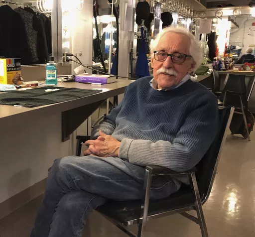 This 2019 photo shows actor Mike Nussbaum, appearing in Hamlet at Chicago Shakespeare at age 95. Nussbaum, reputed as the oldest professional actor in America with a prolific stage career and roles in films including “Field of Dreams” and “Men in Black,” died at his Chicago home on Saturday, Dec. 23, 2023, at age 99, just days before his 100th birthday. (Neil Steinberg/Chicago Sun-Times via AP)