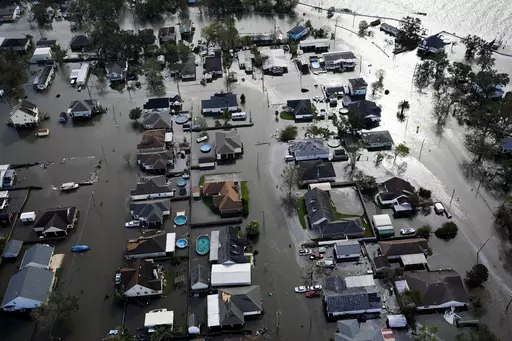 Homes are flooded in the aftermath of Hurricane Ida, Aug. 30, 2021, in Jean Lafitte, La. National Oceanic and Atmospheric Administration on Thursday, May 25, 2023, announced its forecast for the 2023 hurricane season. (AP Photo/David J. Phillip, File)